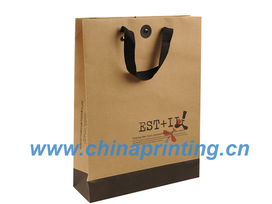 Two Colors kraft Paper Bag Printing in China SWP8-24