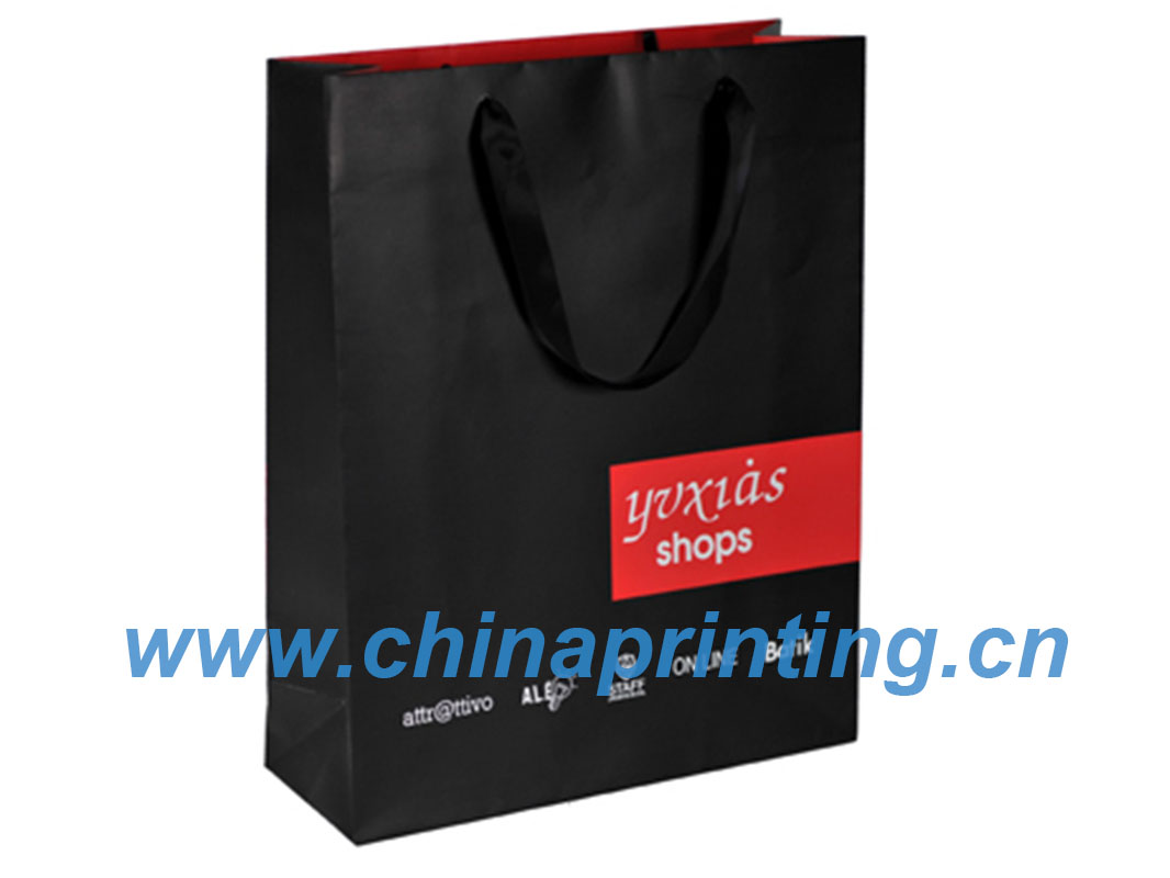 High Quality Black paper bag printing in China SWP11-14