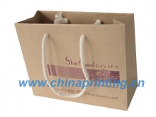 Brown Kraft Paper Bag Printing in China with cord SWP8-20